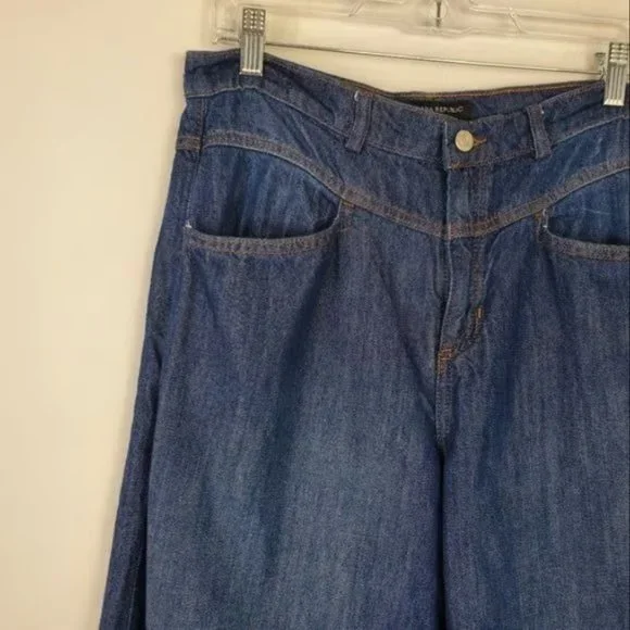 Banana Republic Wide Leg Jeans Womens Size 30 High Rise Dark Wash Baggy Trendy - Picture 3 of 3